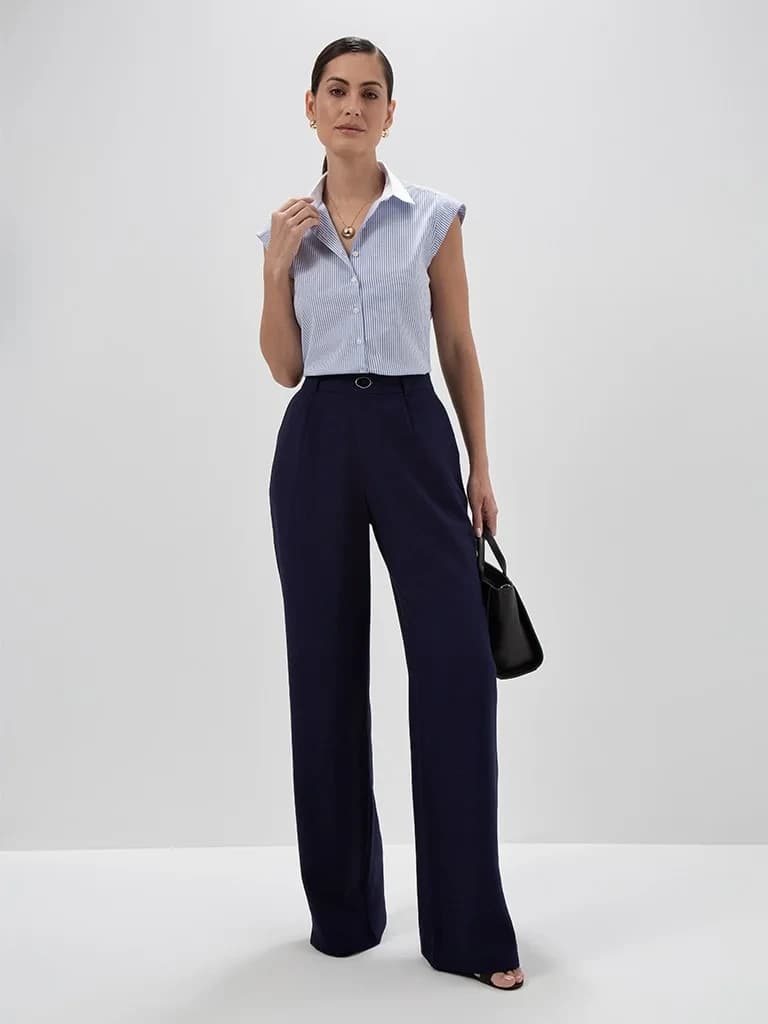 Camisa Listrada com Manga Copinho Drica